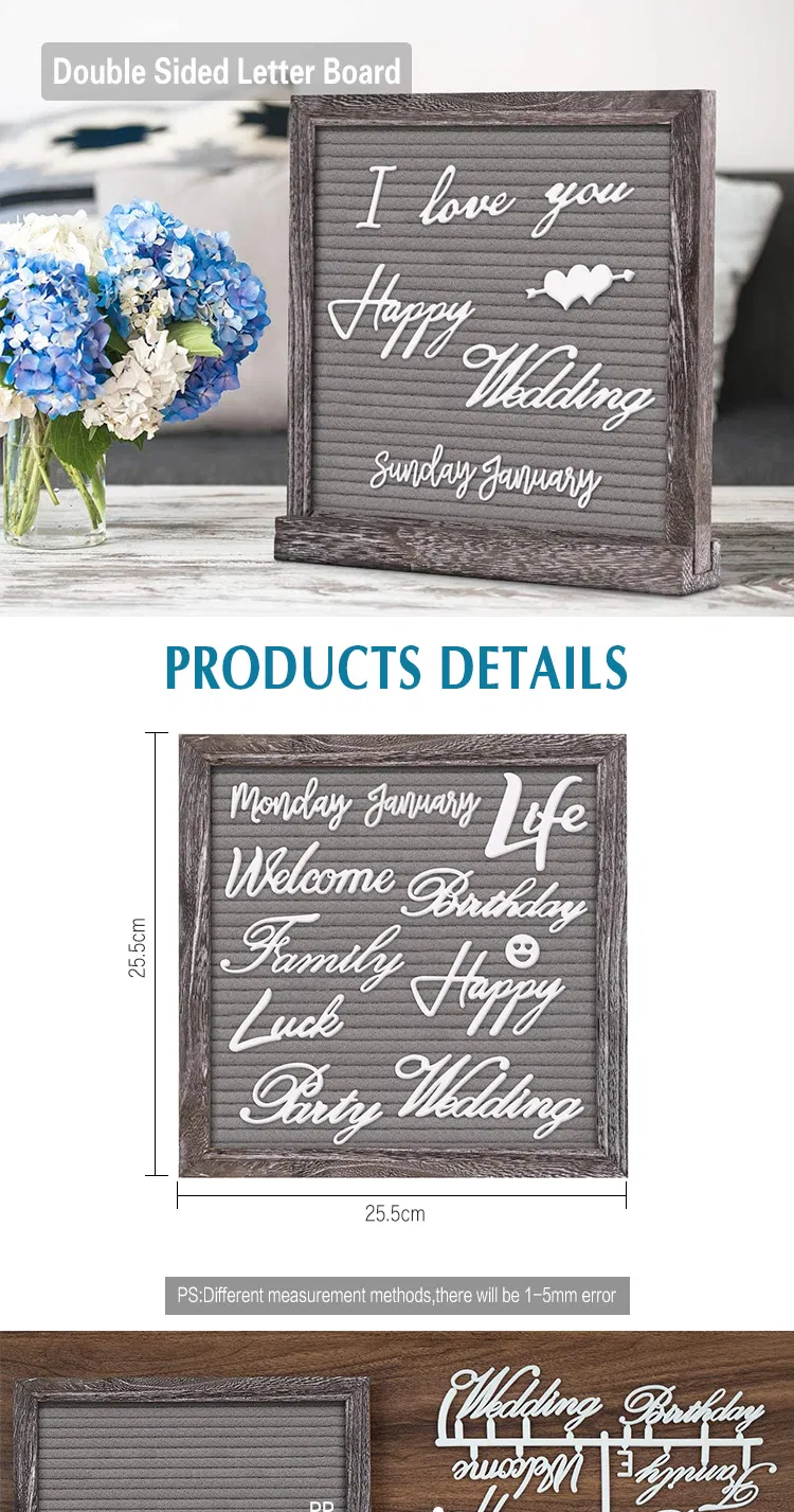 10*10 Double Sided Felt Letter Board with Wood Frame