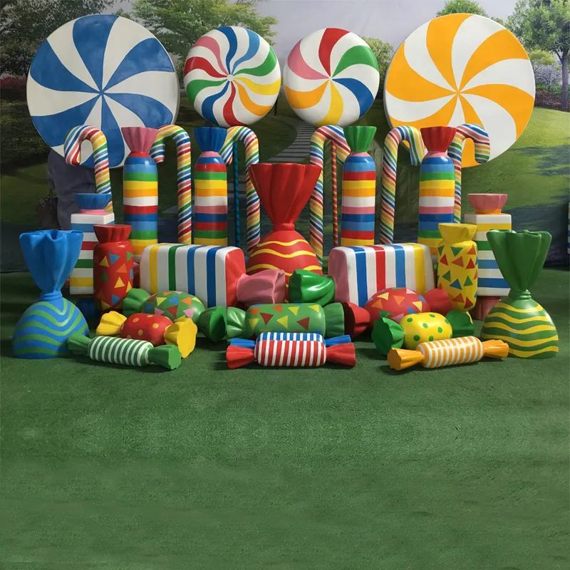 2021 Fiberglass Giant Macaroons Window Display Props Resin Lollypop Candy Cane Decoration