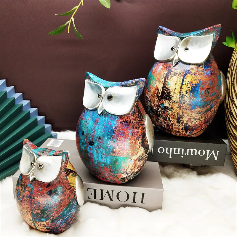 2021 Vivid Resin Owl Figurine Sculpture Polyresin Animal High Quality