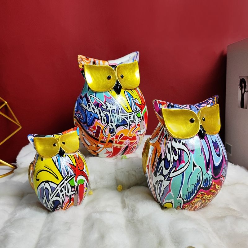 2022 Vivid Resin Owl Figurine Sculpture Polyresin Animal High
