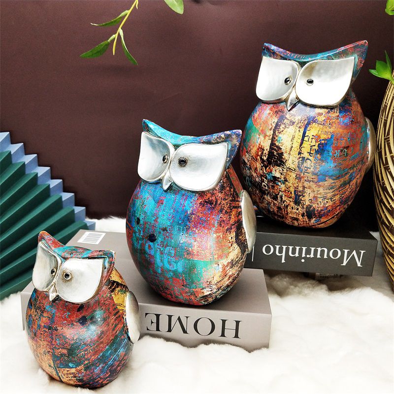 2022 Vivid Resin Owl Figurine Sculpture Polyresin Animal High