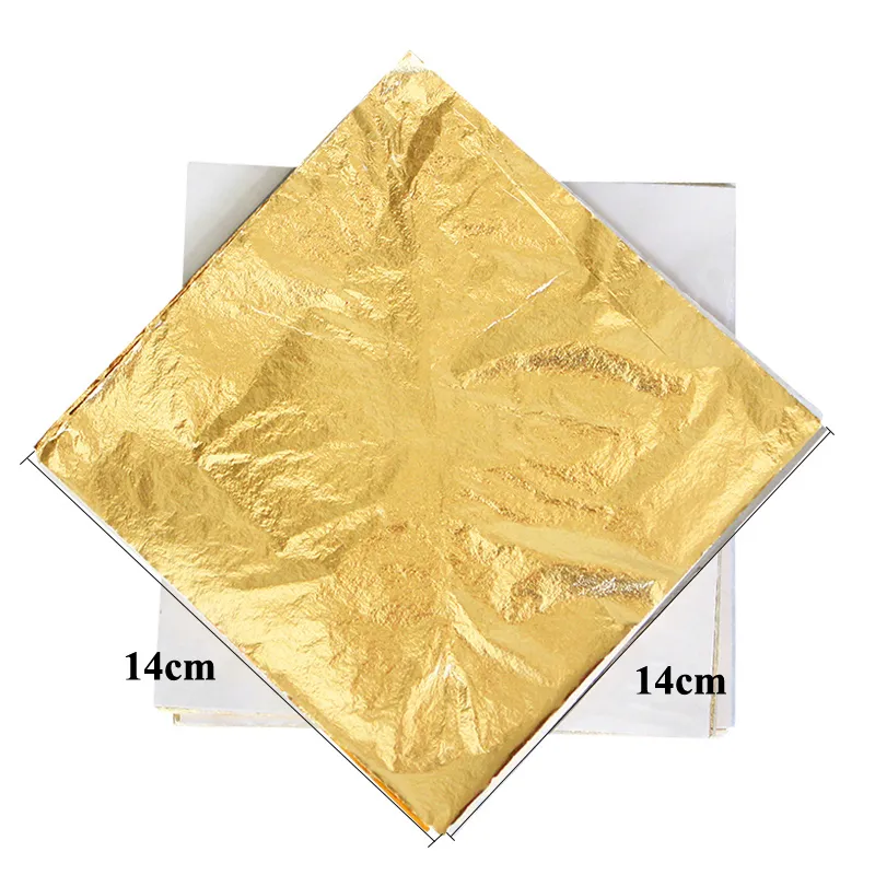 25 Sheets 14X14 Cm Imitation Golden Metal Yellow Copper Leaf for Craft and Decoration (FM04)