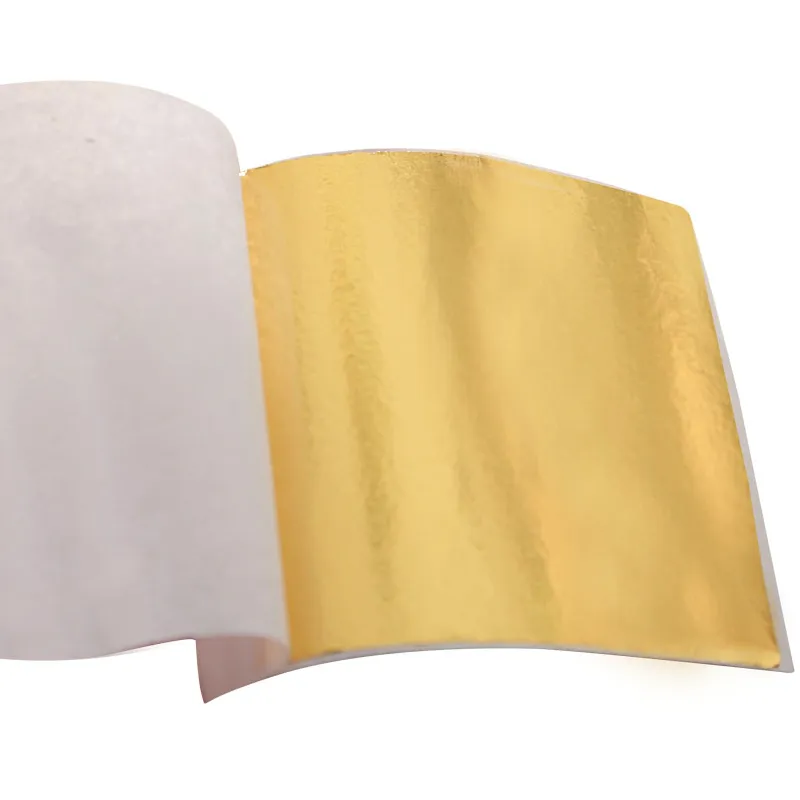 25 Sheets 14X14 Cm Imitation Golden Metal Yellow Copper Leaf for Craft and Decoration (FM04)