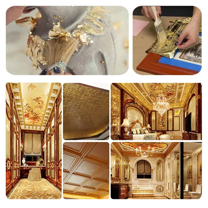 25 Sheets 14X14 Cm Imitation Golden Metal Yellow Copper Leaf for Craft and Decoration (FM04)