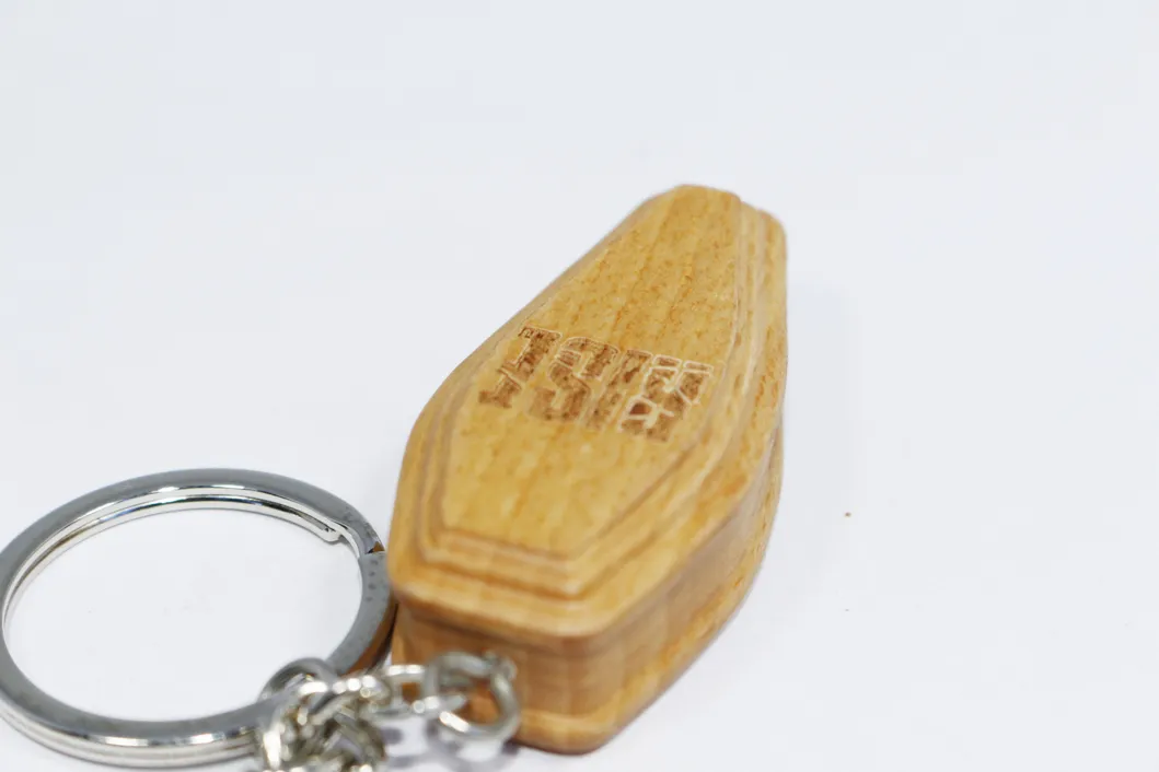 3D Wooden Coffin Shape Funeral Memorial Souvenir Casket Keychain
