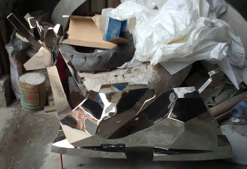 Abstract Metal Deer Statue, Outdoor Garden Stainless Steel Sculpture Ornament