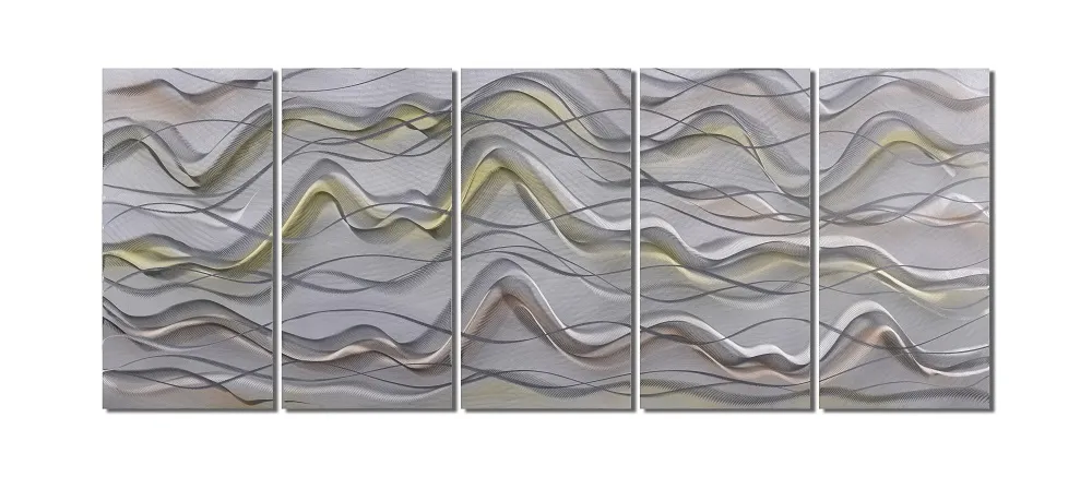 Abstract Wavy Line 3D Metal Handmade Oil Painting for Wall Decor