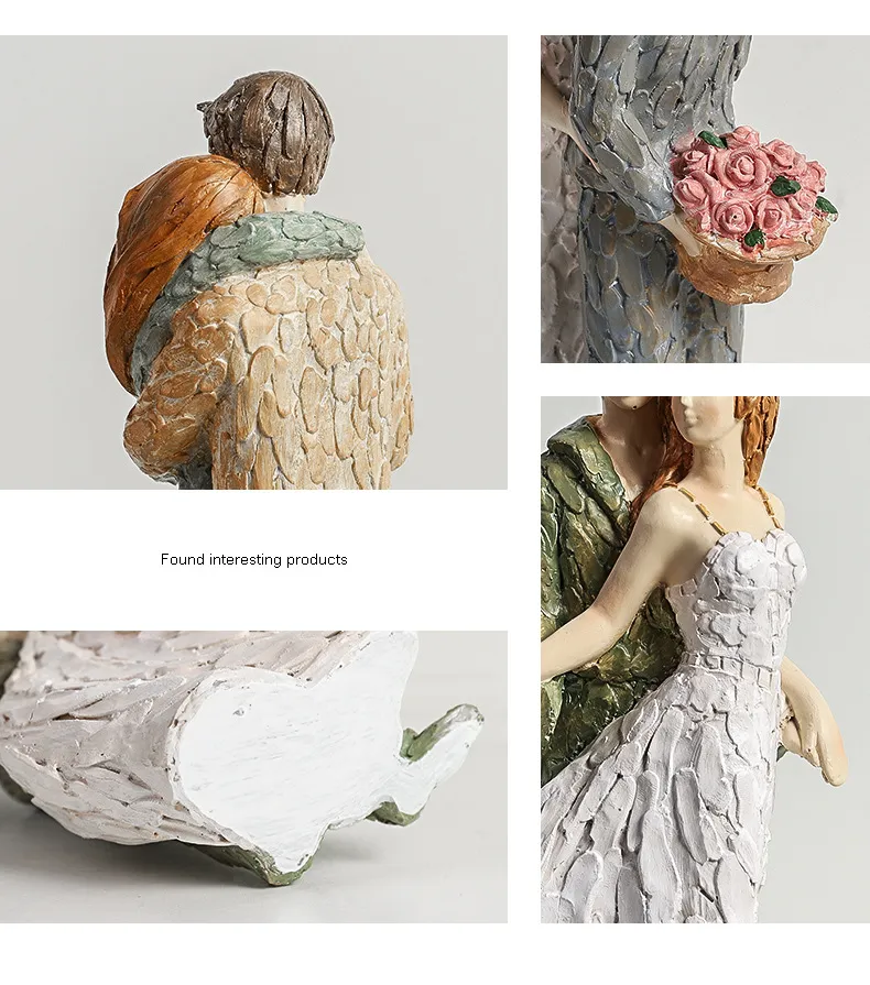 Aestheticism Resin Embrace Lovers Couple Sculpture Wedding Gifts