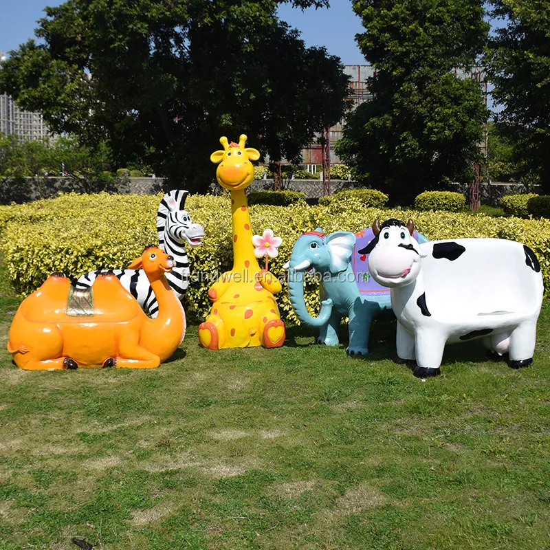 Amusement Park Decoration Life Size Fiberglass Animal Chairs with Factory Price