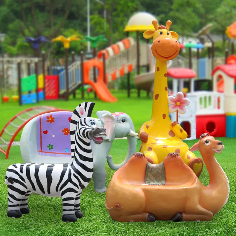 Amusement Park Decoration Life Size Fiberglass Animal Chairs with Factory Price