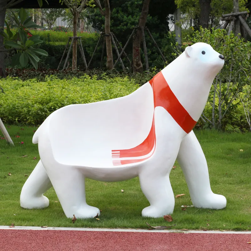 Amusement Park Decorative Ornaments Fiberglass Garden Bench Animal Chair for Seating