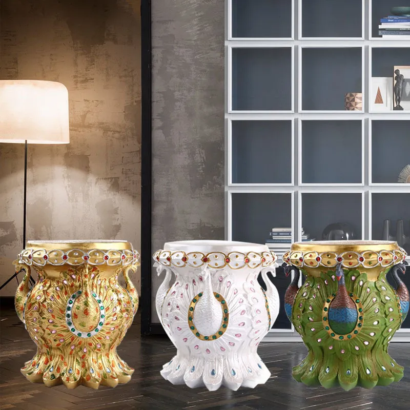 Animal Stool with Decorative Peacock