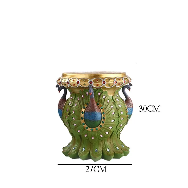 Animal Stool with Decorative Peacock