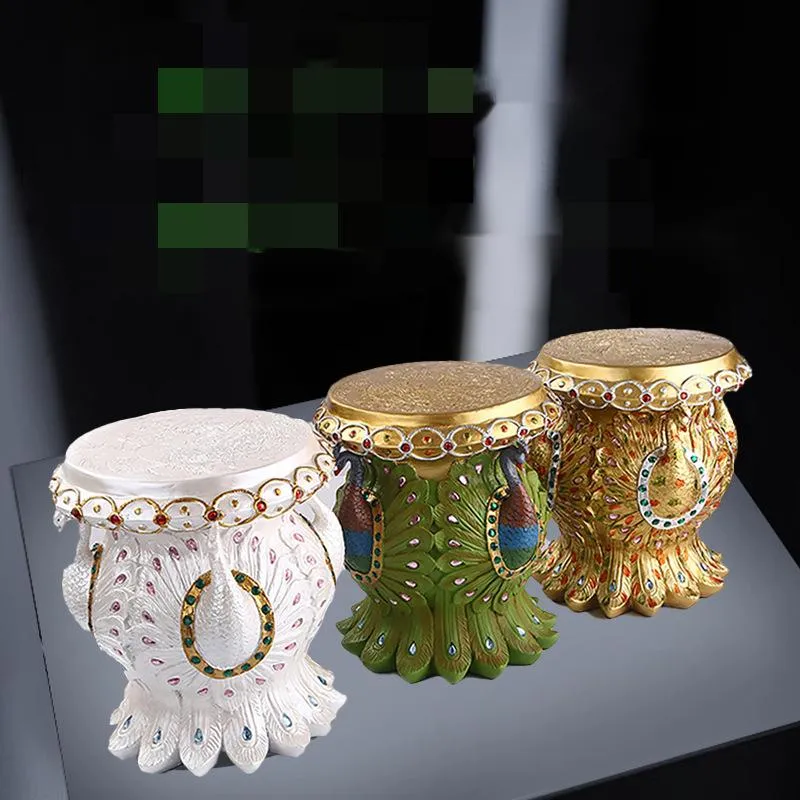 Animal Stool with Decorative Peacock