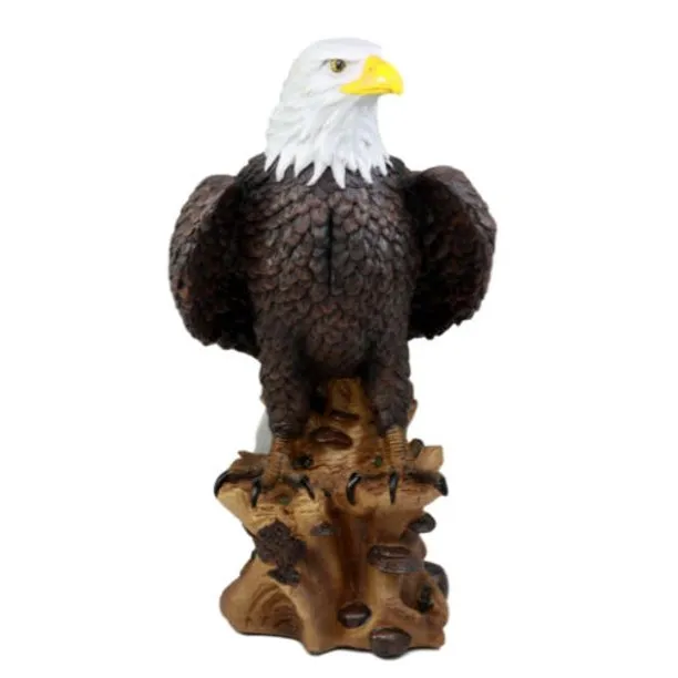 Bald Eagle Standing on Tree Resin Statue Figurine for Home Decor