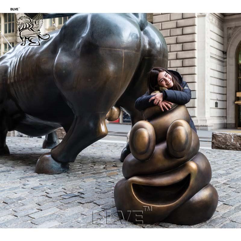 Blve Modern Art Outdoor Large Wall Street Bull Faeces Bronze Shit Statue Metal Funny Sculpture