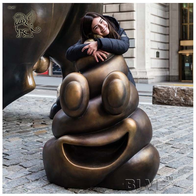 Blve Modern Art Outdoor Large Wall Street Bull Faeces Bronze Shit Statue Metal Funny Sculpture