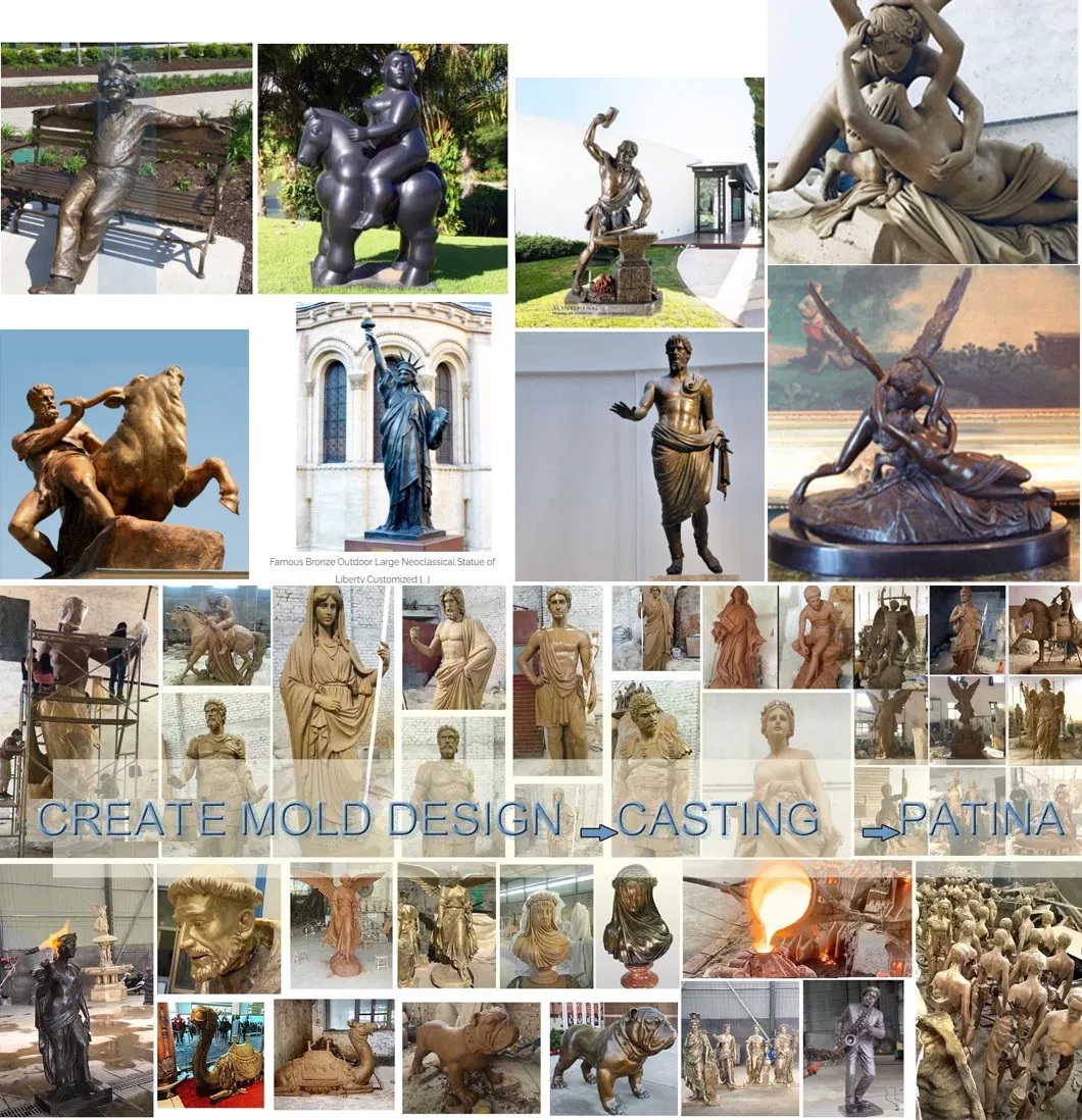 Bronze Deer Couple Sculptures Stand on The Lawn for Park Decoration