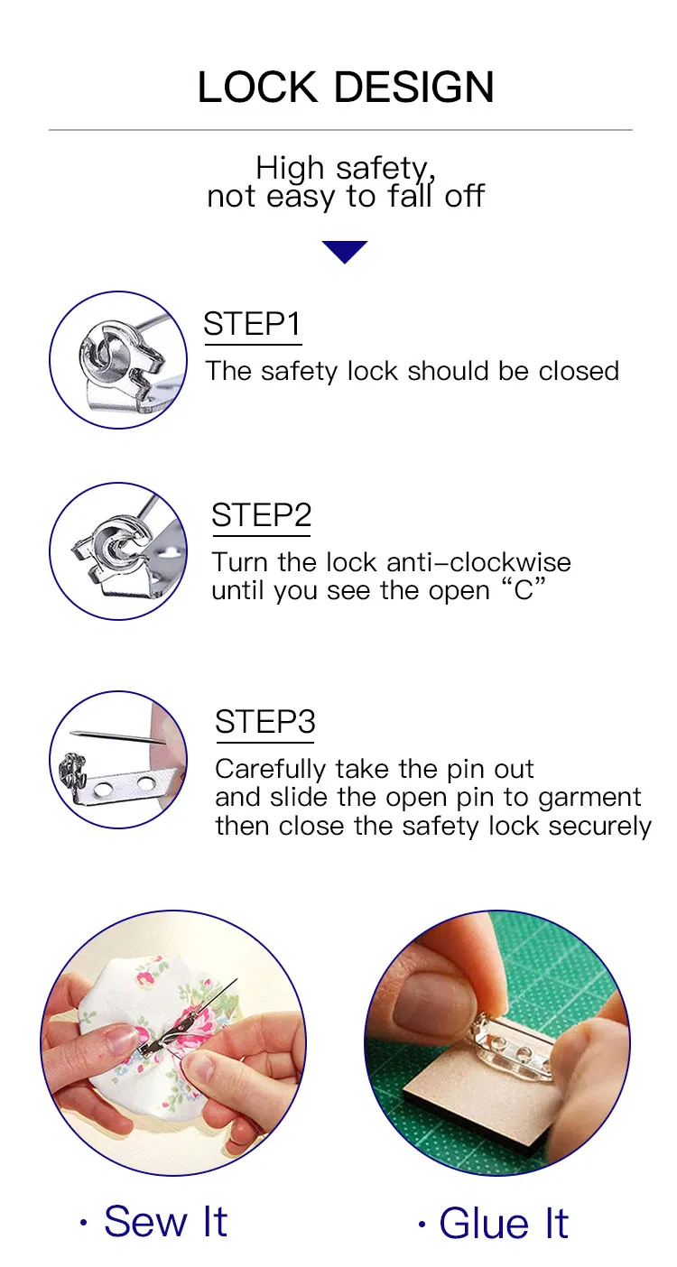 Brooch Base Back Bar Pins Findings Jewelry Making Clip safety Catch Findings Silver Plated Metal Pin Back Brooch