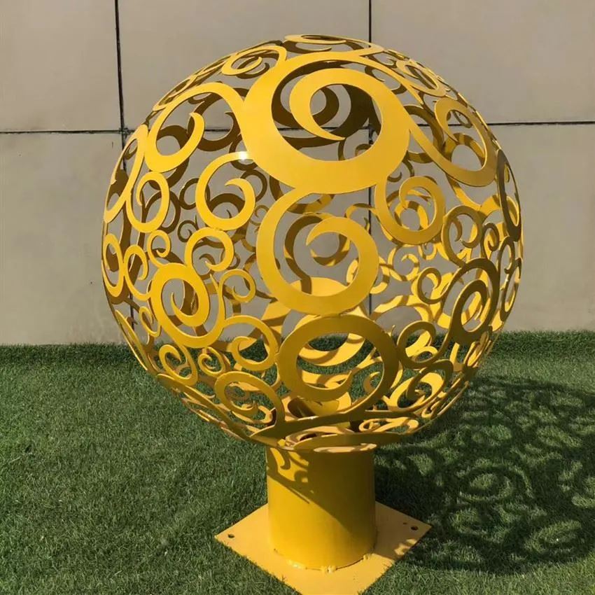 Brushed Finish Abstract Stainless Steel Large Size Sphere Ball Sculpture for Garden Decoration
