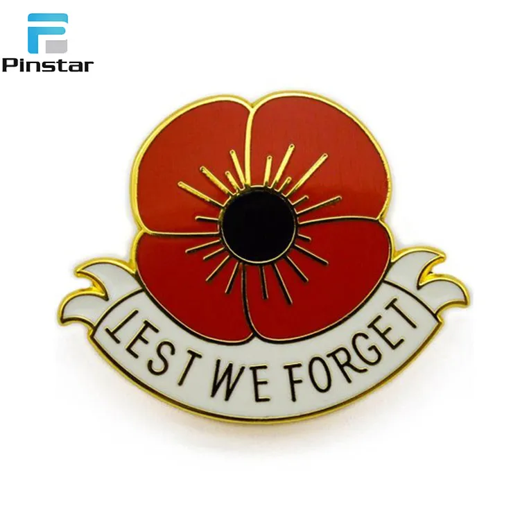 Bulk Cheap Souvenir Poppy Flower Shield Shape England Flag Lapel Pin Badges