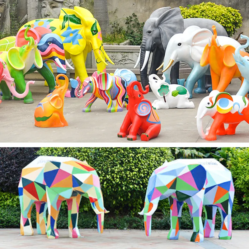 China Factory Price Lifelike Elephant Fiberglass Animal for Zoo Park Decoration
