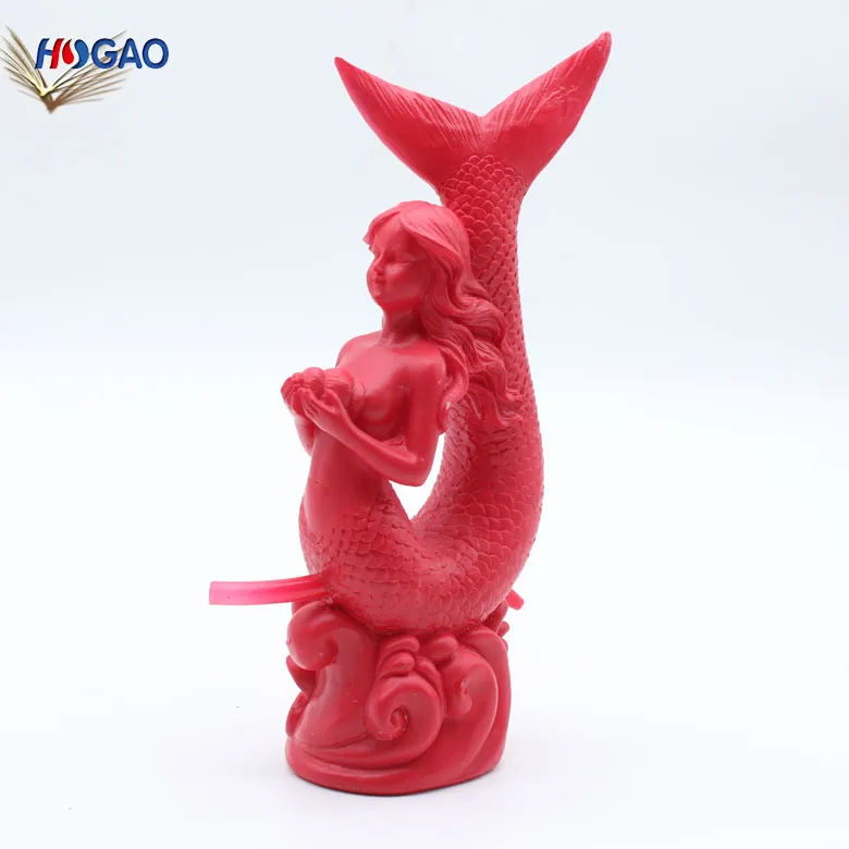 China Wholesale OEM Home Decor Polyresin Red Mermaid