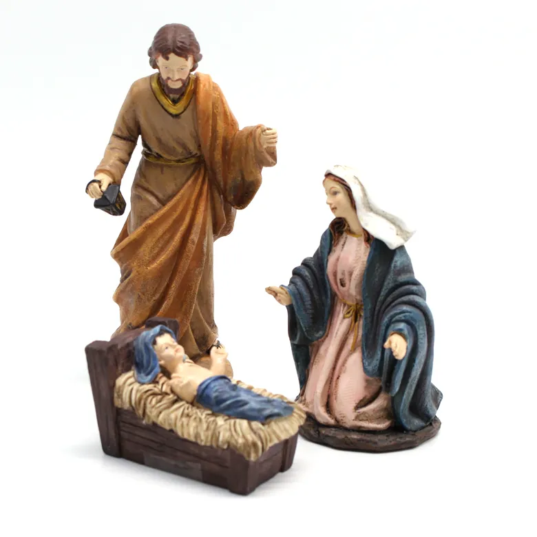 Christmas Indoor Decoration Manger Nativity Jesus Resin Religious Family