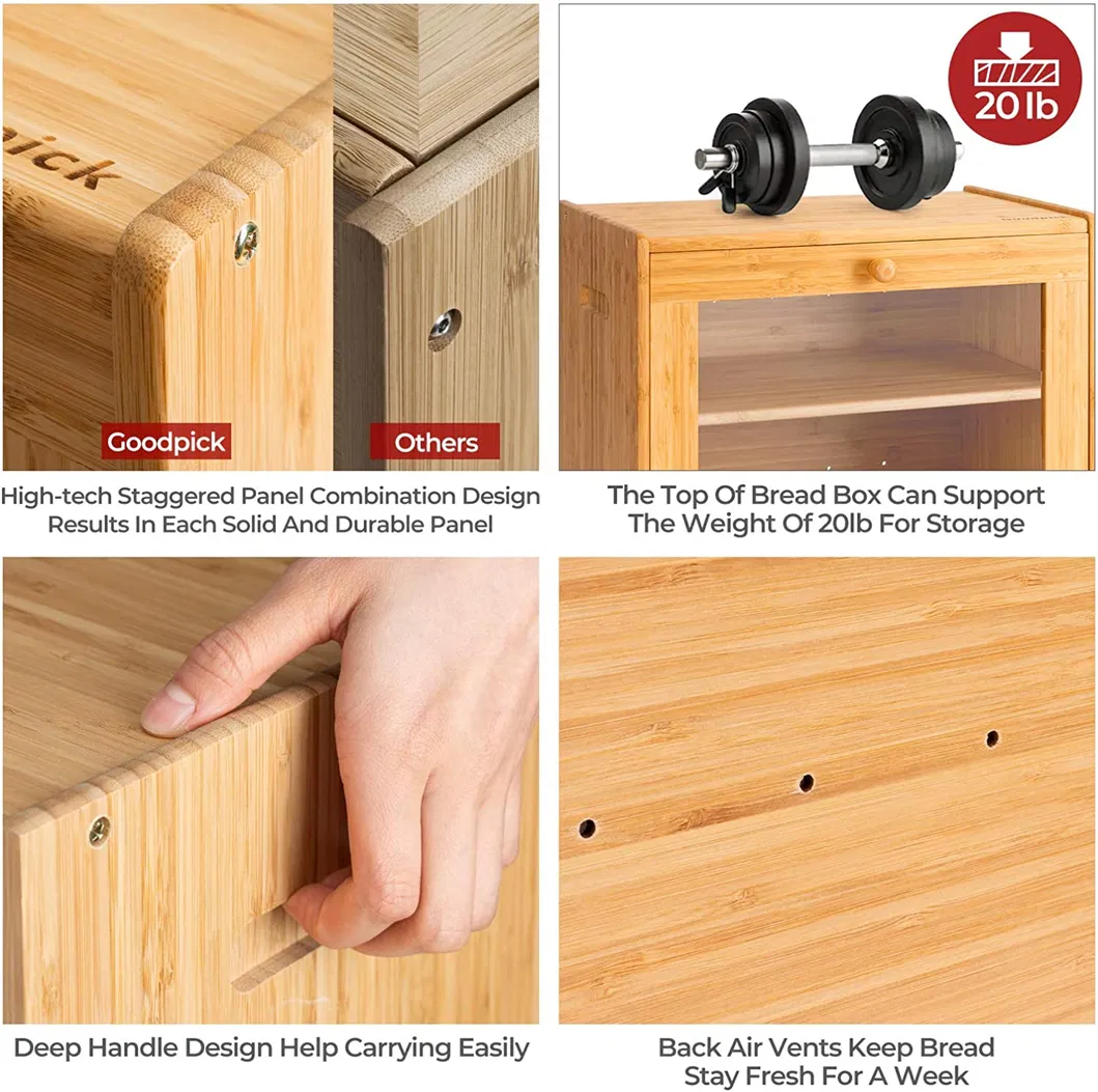 Clear Windows Rustic Farmhouse Style Bread Holder for Kitchen Countertop