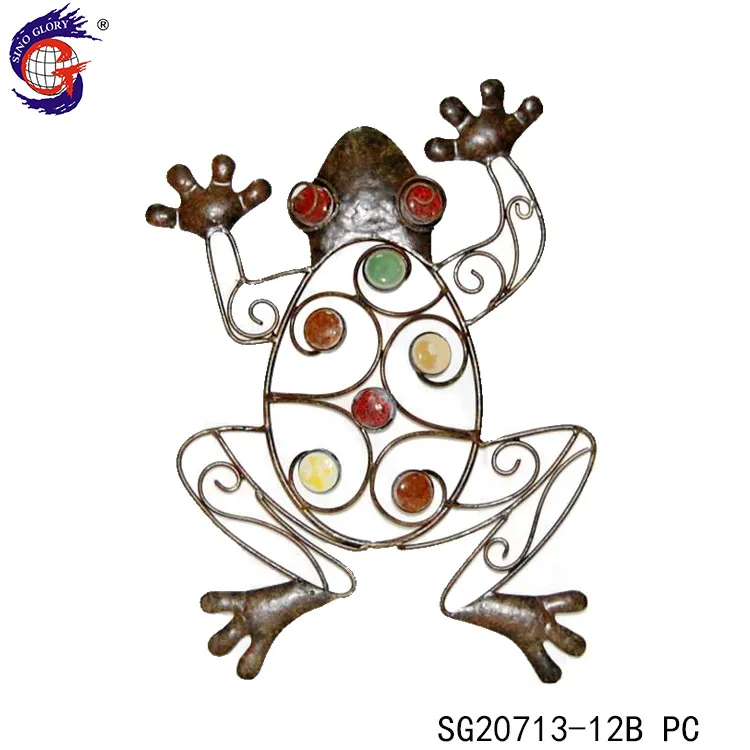 Creative Iron Crafts Metal Frog Sculpture Wall Dé Cor Outdoor Indoor Art Hanging for Garden Home Patio Porch Fence Decorations