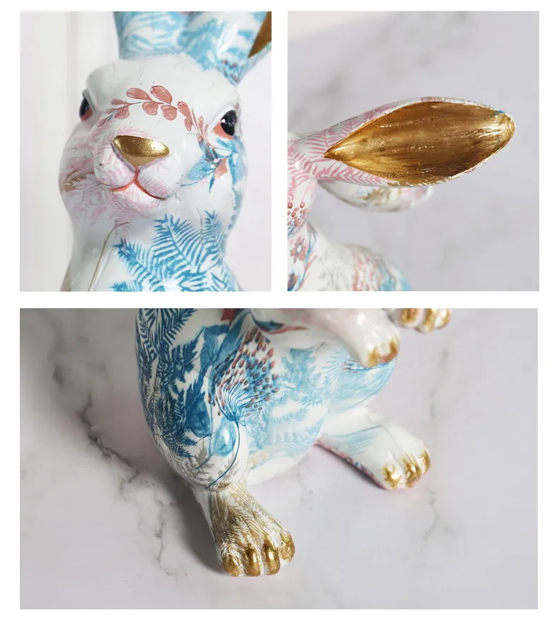 Custom Animal Figurines Garden Decoration Resin Cute Rabbit Polyresin Bunny Figurine Indoor