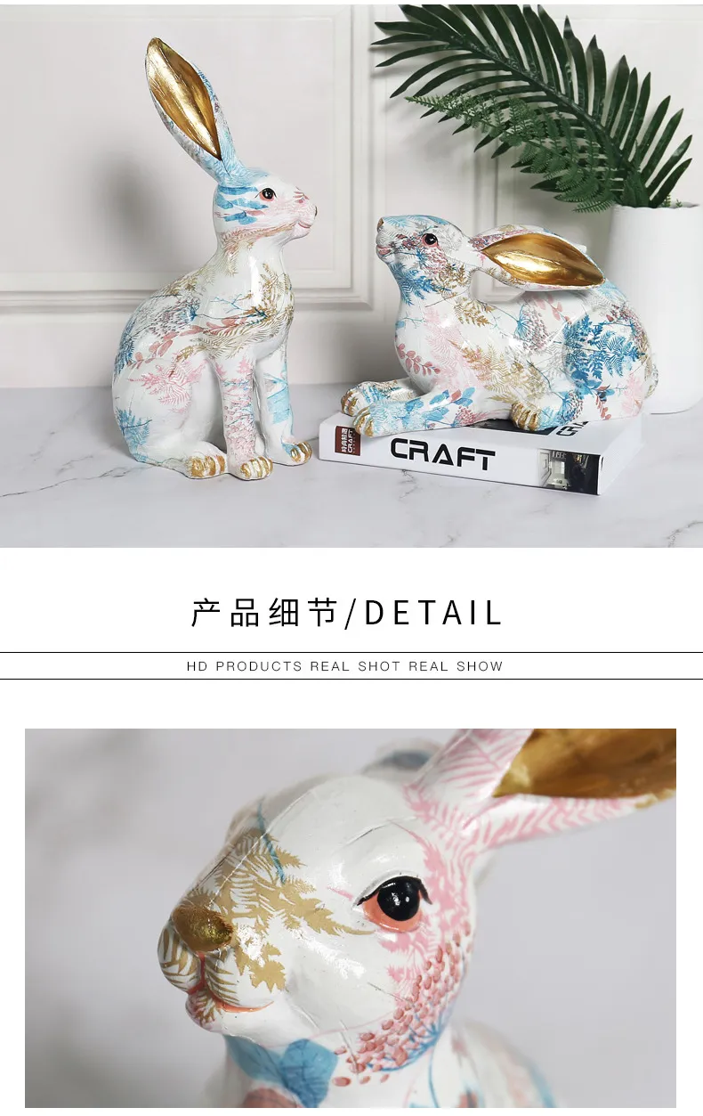 Custom Animal Figurines Garden Decoration Resin Cute Rabbit Polyresin Bunny Figurine Indoor