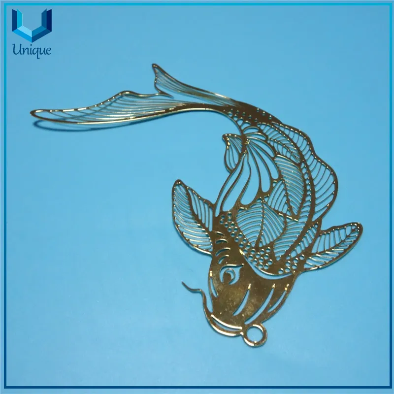 Custom Company Logo Enamel Etching Metallic Golden L Metal Brass Souvenir Bookmark