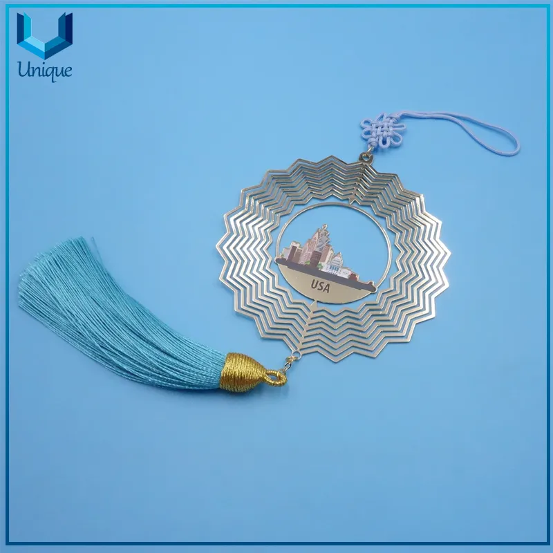 Custom Company Logo Enamel Etching Metallic Golden L Metal Brass Souvenir Bookmark