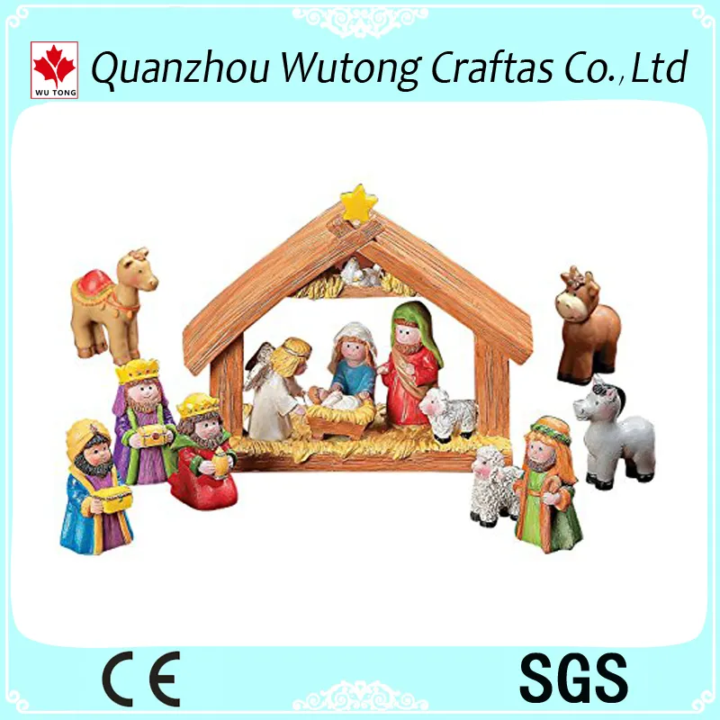 Custom Handmade Religious Series Manger Statues Resin Cartoon Nativity Figurines