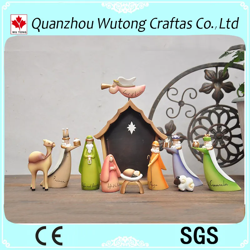 Custom Handmade Religious Series Manger Statues Resin Cartoon Nativity Figurines