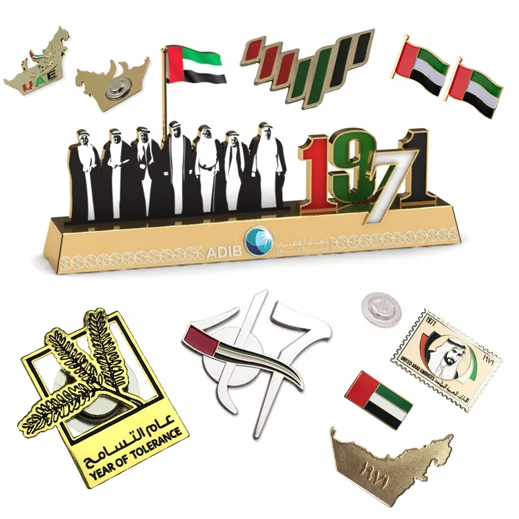 Custom Red UAE F3 logo Car Badges Car Emblem Decoration With Screw National Day Souvenir