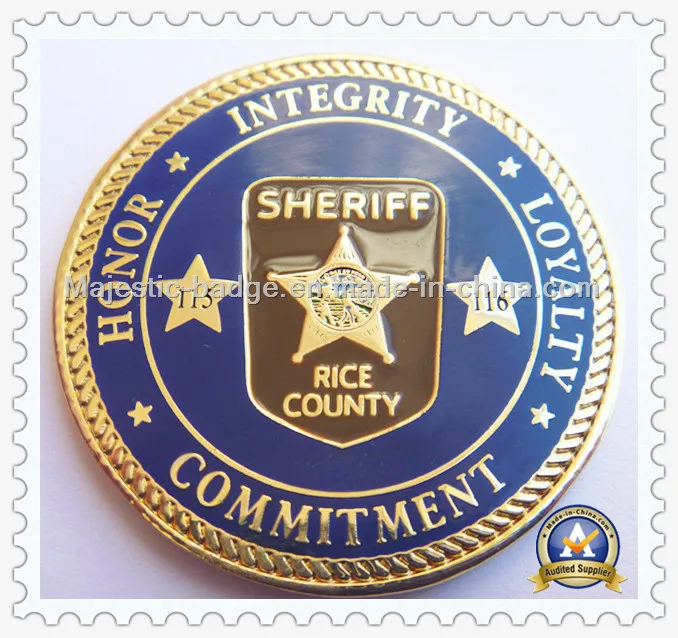 Customized Soft Enamel Gold Plating Rope Edge Double Sided Challenge Coin