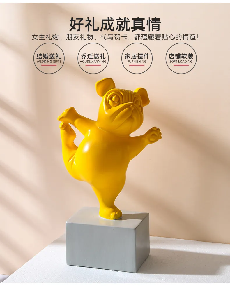 Desk Top Bulldog Resin Crafts Kit Yoga Animal Kawaii Design Factory