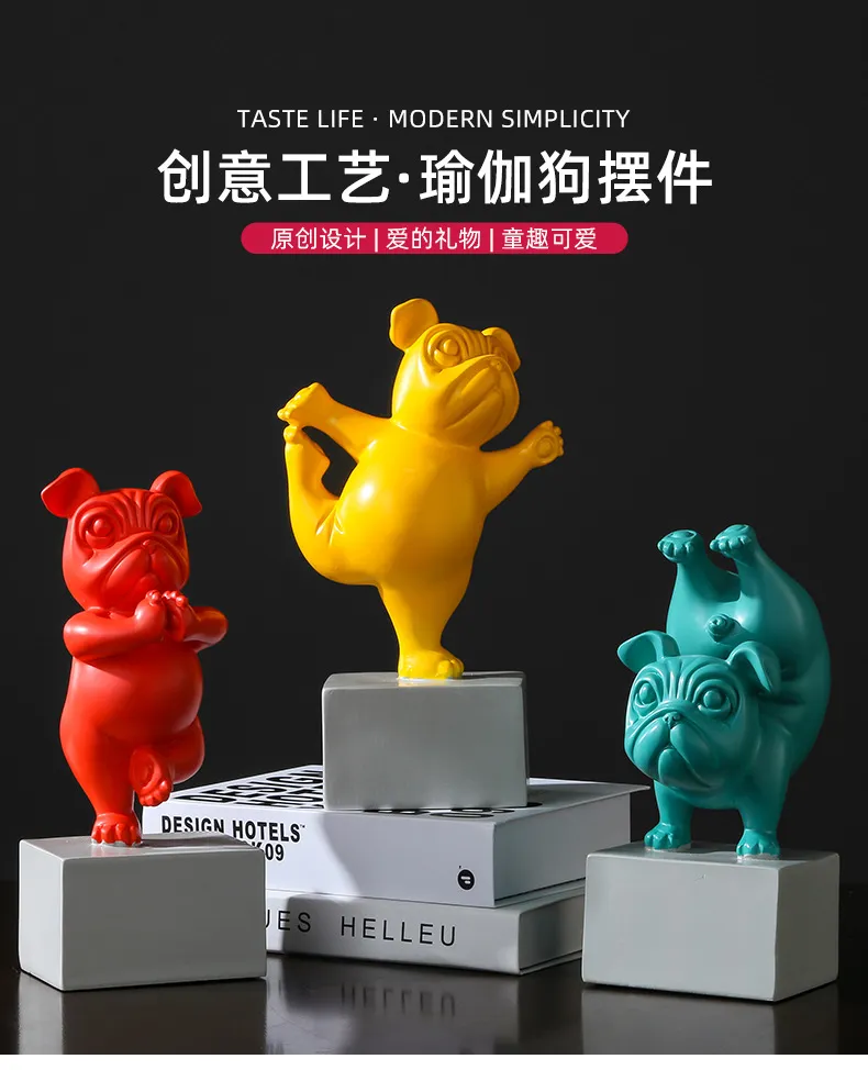 Desk Top Bulldog Resin Crafts Kit Yoga Animal Kawaii Design Factory