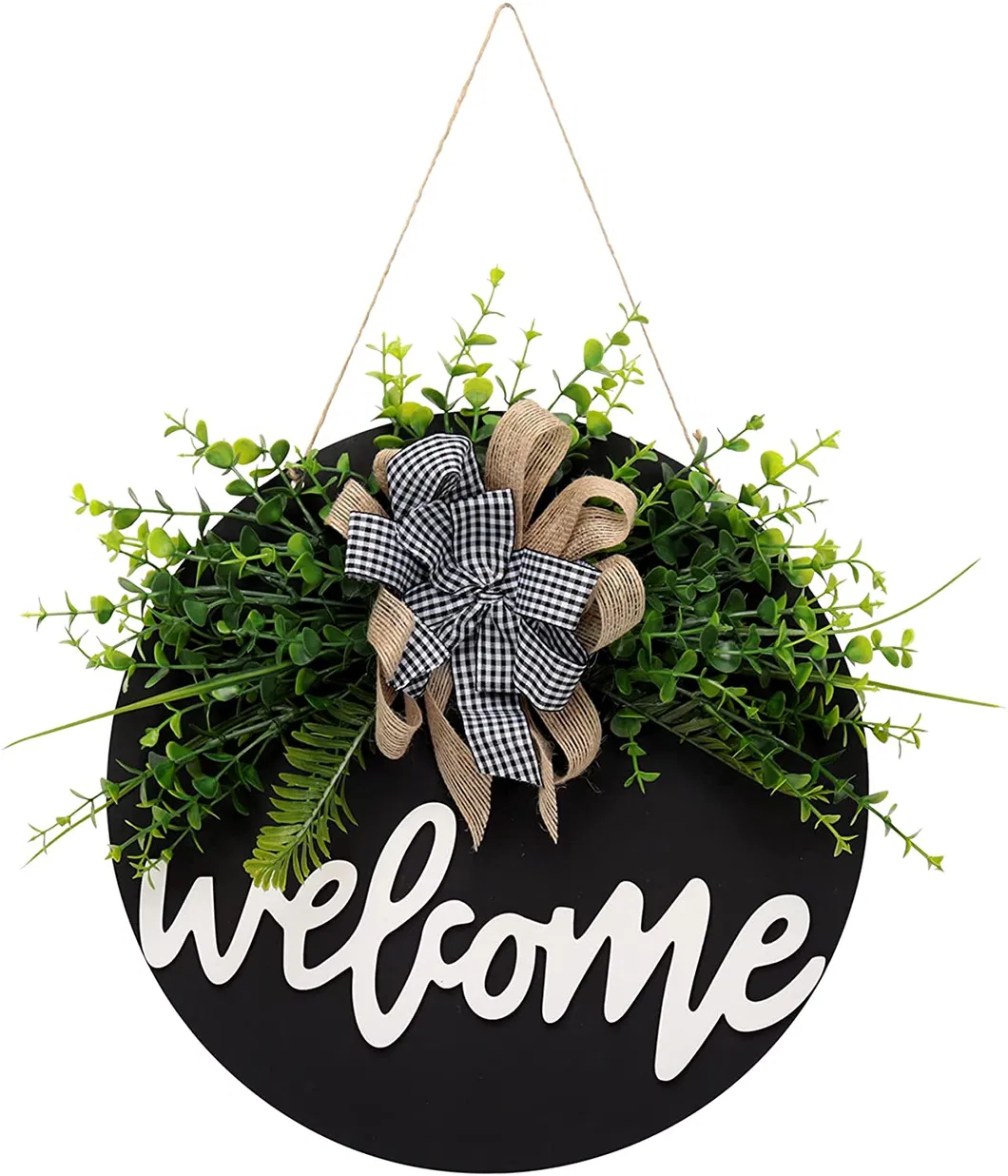 Door Round Wood Sign Hanging Welcome Sign for Farmhouse Porch Spring Welcome Sign Farmhouse Home Decorations