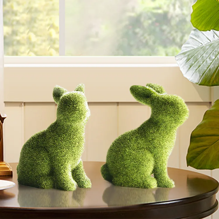 Easter Bunny Decoration Resin Flocking for Home Garden Decoration