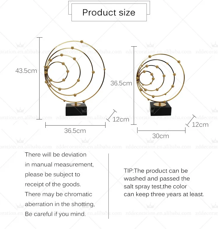 European Metal Sphere Metallic Decor Luxury Gold Crafts for Hotel Soft Decoration