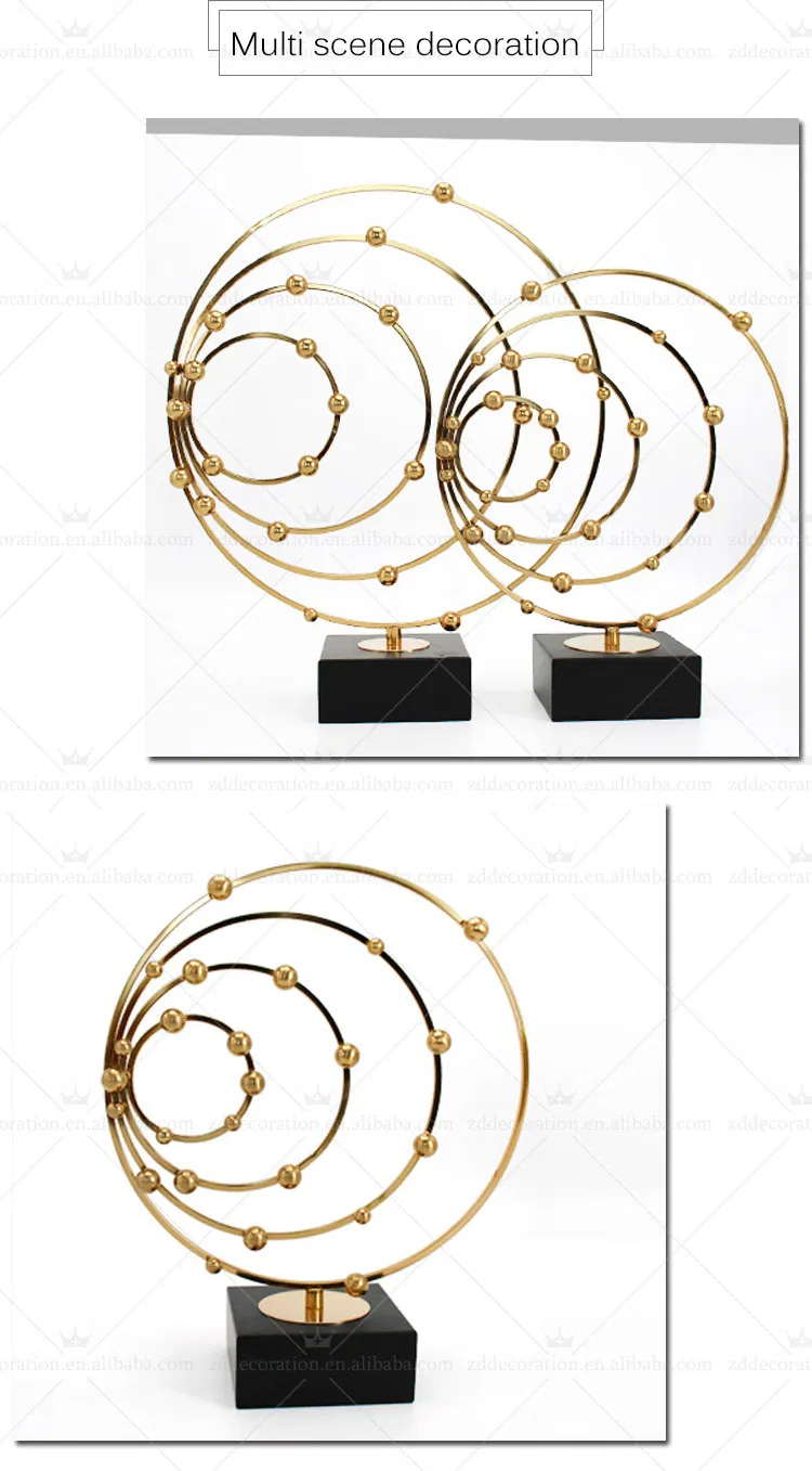 European Metal Sphere Metallic Decor Luxury Gold Crafts for Hotel Soft Decoration