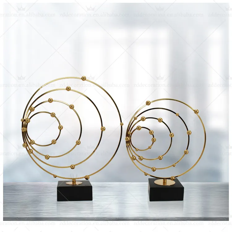 European Metal Sphere Metallic Decor Luxury Gold Crafts for Hotel Soft Decoration