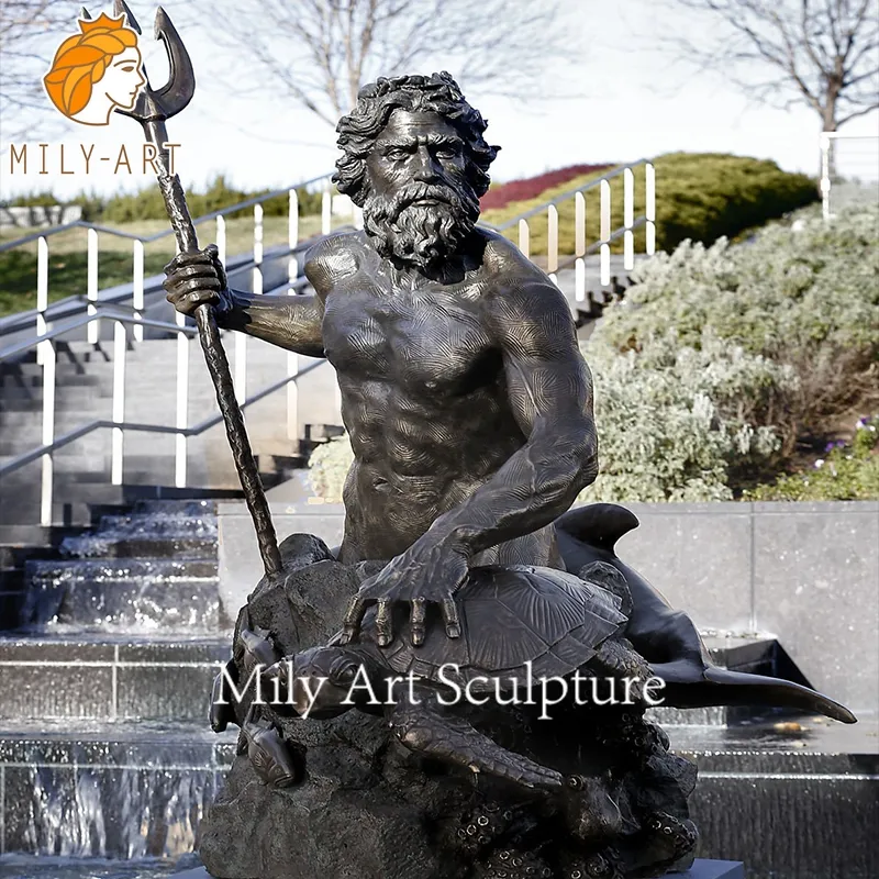 Famous Greek Outdoor Decor Bronze Poseidon Sculpture