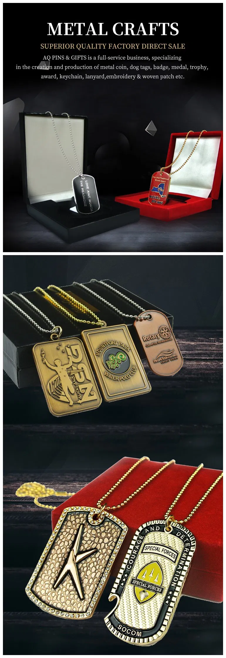 Fashion Design Custom Wolverine Circle Steel Pronted Photo Football 3D Sexy Girl Metal Xvideo Aluminium Black for Dog Tag with Long Chain