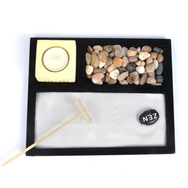 Feng Shui Sand Mini Buddha Yin & Yang Meditation Zen Garden for Tabletop