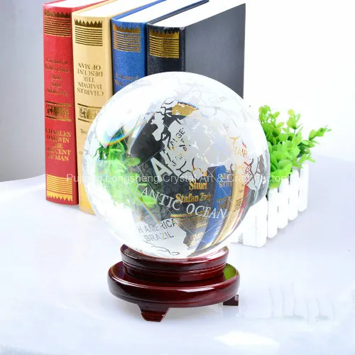 Frosted Crystal World Globe Glass Earth Globe Home Decorations