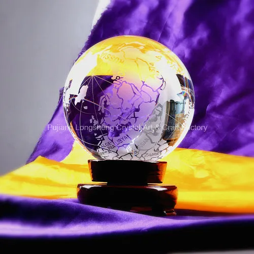 Frosted Crystal World Globe Glass Earth Globe Home Decorations